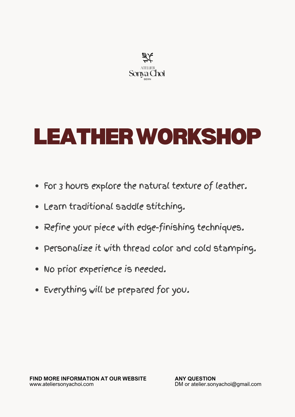Leather Workshop with Saddle Stitch
