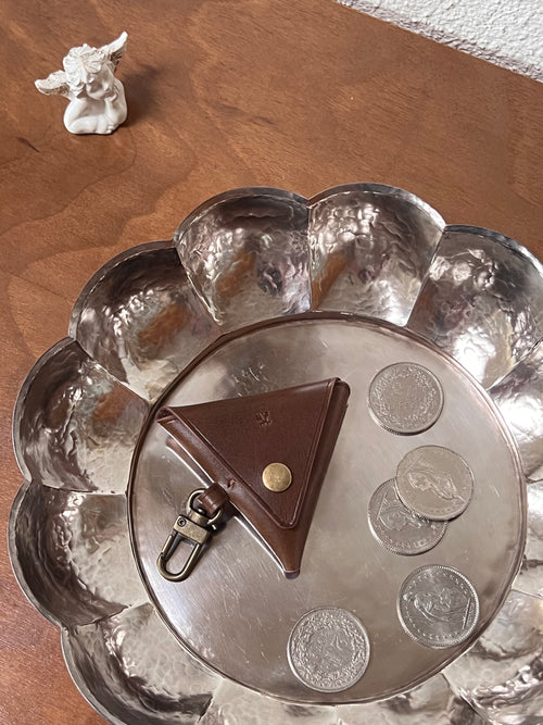 Triangle Coin Purse -  Brown Small